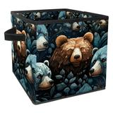 KLURENT Bear Toy Box Chest Collapsible Sturdy Toy Clothes Storage Organizer Boxes Bins Baskets for Kids Boys Girls Nursery Playroom