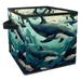 KLURENT Whale Sea Ocean Toy Box Chest Collapsible Sturdy Toy Clothes Storage Organizer Boxes Bins Baskets for Kids Boys Girls Nursery Playroom
