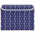 Storage Basket Nautical Anchor Blue Storage Boxes with Lids and Handle Large Storage Cube Bin Collapsible for Shelves Closet Bedroom Living Room 16.5x12.6x11.8 In
