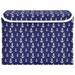 Storage Basket Nautical Anchor Blue Storage Boxes with Lids and Handle Large Storage Cube Bin Collapsible for Shelves Closet Bedroom Living Room 16.5x12.6x11.8 In