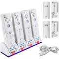 4 Wii Controller Batteries with Charger Dock for Wii Controller TechKen Remote Control Charger Docking Station with 4 Rechargeable Batteries Compatible Wii Remote Control