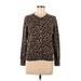 Lands' End Cardigan Sweater: Brown Animal Print Sweaters & Sweatshirts - Women's Size Medium Petite