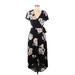 BCX dress Casual Dress - Midi: Black Floral Motif Dresses - Women's Size Medium