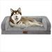 XL Gray Orthopedic Foam Dog Bed Pet Bolster Cushion w/ Removable Washable Cover