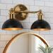 NANYUN Modern Farmhouse Bathroom Light Fixtures Black & Brushed Gold Vanity Lights Over Mirror 2 Light Vanity Lighting with Black Mtetal Shade for Bathroom 14.5 L x 8 W x 8.5 H