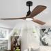 BAYUELSWU 52 Wood Ceiling Fan with Lights Smart Fans Light with Remote Reversible DC Motor 6 Speeds Walnut Ceiling Fan Light for Indoor Porch Patio Bedroom Farmhouse (Brown)