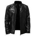 Juebong Dressy PU Leather Jacket for Boys for Men Open Front Cardigan Office Work Leather Plus Fleece Jacket Motorcycle Jacket Warm Leather Jacket Black XXXL