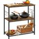 Baker s Rack Kitchen Shelf Kitchen Island Microwave Oven Stand with 3 Open Shelves 6 Hooks Metal Frame 15.7 x 31.5 x 35.4 Inches Industrial Rustic Brown and Black UKKI002B01