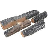 Gas Fireplace Logs - 4 Small Pcs Ceramic Wood Logs and Accessories for All Types of Indoor Gas Inserts Ventless & Vent Free Propane Gel Ethanol Electric or Outdoor Fireplaces & Fire Pits
