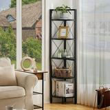 SUSIMOND 5-Tier Corner Shelf Stand Tall Corner Bookshelf Corner Plant Stand Corner Storage Shelves for Living Room Home Office Small Space Black