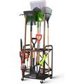 KEERDAO Garden Yard Tool Organizer for Garage with Wheels Yard Tool Racks Garage Organizers and Storage Tool Holder for Garage Yard Shed Garden Tool Stand