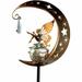 Beppter Garden Lamps Garden Light Moon Angel Yard Light Garden Solar Lights Pathways Stake Lights Moon Fairy Glass Globe with Angel Decor Outdoor Decorative Lights Waterproofs For Walkway Gold