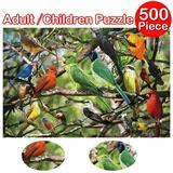 HKEJIAOI 500 Piece Jigsaw Puzzle for Adults - Summer Garden Friends - 500 pcs Bird Bath Flower Outdoor Animal Jigsaw