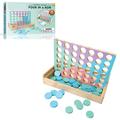 Colorful Wooden Four in a Row Game - Exciting Indoor Games for Kids & Adults 9x6 Inch Game Grid 42 Colored Wooden Playing Pieces - Perfect Kids Family Board Games Fun 4 in a Row Wood Board Game