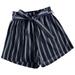 VBARHMQRT Bike Shorts Women Plus Size Tummy Control with Pockets Casual Shorts Come with Belt Shorts Striped Shorts Chiffon Hot Pants Black High Waisted Shorts Plus Size Shorts for Women Pull On