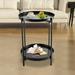 MONIPA Metal End Table Round Side Table with 2-Tier Removable Tray Folding Accent Table