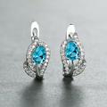 Water Drop Stone Hoop Earrings For Women Luxury Multicolor Zirconia Leaf Crystal Silver Color Wedding Hoop Earrings