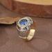 1pc European And American Luxury Two-color White Blue Zircon Crystal Stone Ring For Men Jewelry