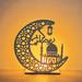 3D Wooden Handmade Moon Star LED Lights - Perfect Ramadan Kareem Ornament for Muslims Eid Crafts Home Decor & Themed Parties