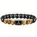 Natural Tiger Eye Stone 26 Letters Obsidian Elastic Rope Bracelet For Men