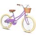 Petimini 20 Inch Kids Bike for 4 5 6 7 Years Old Little Girls Retro Vintage Style Bicycles with Training Wheels and Bell purple