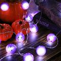 1pc Purple Ghost Face Decoration Lights Battery Operated For Bedroom Party Home Room Garden Hallowmas Decorations(Purple)Without Battery(1pc 59.06inch/4.92ft 10 Led Or 1pc 118.11inch/9.84ft 20 Led Or