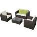 Resenkos 4 Pieces Brown Wicker Rattan Sofa Furniture Set Patio Garden Lawn Cushioned Seat Wicker Patio sectional Furniture Sets