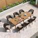 simple LEAF Patio Dining Set of 9 All-Weather Metal Table Chair Set Patio Rattan Furniture Set for Backyard Garden Outdoor Dining Set