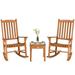 Canddidliike 3 Piece Rocking Bistro Set Outdoor Furniture with Rocker Chairs and Coffee Table Set of 3 Balcony Porch Furniture for Small Space