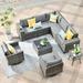 Vcatnet Direct 9 Pieces Patio Furniture Outdoor Sectional Sofa Wicker Conversation Set with Rocking Chairs and Coffee Table for Garden Porch Dark gray