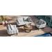 Patio Chat Set Modern 4-Piece Outdoor Conversation Set with Wood Round Coffee Table seat cushions back pillows throw pillows Rattan Garden Conversation Chair for Backyard Deck Gray