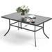 Patio Dining Table Rectangular Outdoor For Garden Backyard Lawn Yard Furniture Steel Frame With 1.57 Umbrella Hole.