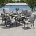 durable patio 7 Pieces Outdoor Dining Set Patio Dining Furniture Set with 6 Patio Swivel Dining Chairs and 1 Rectangular Dining Table Patio Dining Set for 6