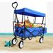 Danolapsi Garden Shopping Beach Cart Folding Wagon with Umbrella Accessories Package for Camping Wagon Camping Outdoor Picnic Beach Garden Shopping Beach Cart Folding Wagon