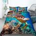 Sea Turtle Bedding Set Ocean Beach Duvet Cover Set Twin Full Queen King Size Dolphin Octopus Starfish Turtle Comforter Cover for Boys Kids Girls(1 Quilt Cover 2 Pillowcases 3 Piece)
