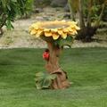 Sunflower Polyresin Birdbath Bird Baths for Outdoors Brown Pedestal Handmade Antique Outdoor Garden Bird Bath Resin Birdbath Bowl Handmade Gifts for Outdoor Home Garden