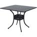 36 Square Patio Dining Table with 2 Dia Umbrella Hole Cast Aluminum Outdoor Dining Table Outdoor Bistro Table for Garden Backyard Porch Black