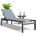 Chaise Lounge Outdoor Aluminum Outdoor Chaise Lounge Set Of 1 Flat Chaise Lounge Chair For Pools Patio And Outdoor Lounging - Comfortable Patio Chair And Poolside Lounger (1 Pack Gray)