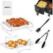 YHRY Air Fryer Rack Air Fryer Double Layer Rack Multi-Purpose Air Fryer Accessories Double Basket Air Fryers Dual Zone Air Fryer Rack Set with 100Pcs Paper Liners 4 Skewers Silicone Brush & Tongs