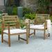 ZJbiubiuHome Outdoor Acacia Wood Club Chairs 2-Pcs Set Natural Stained / White 25.5â€�D x 24.5â€�W x 33.0â€�H