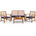 Spaco 4 Pieces Outdoor Furniture Set Deluxe Outdoor Patio with Stable Acacia Wood Frame-Navy