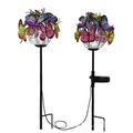 2 Pack Outdoor Solar Garden Lights LED Solar Powered Butterfly Garden Stake Lights with 18 Butterflies and Copper String Lights