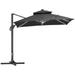 10Ft Cantilever Patio Umbrella With Solar Led Lights Double Top Square Outdoor Offset Umbrella With 360Â° Rotation 4-Position Tilt Crank & Cross Base For Garden Deck Pool Dark Gray