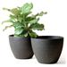 YeSayH Outdoor Planter Flower Pots Outdoor- 11.3 Inch Planter with Drainage for Indoor Outdoor Plants Flowers Black Set of 2