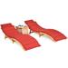 Canddidliike 3 Pieces Outdoor Acacia Wood Foldable Chaise Lounge Set Foldable Side Table with Foldable