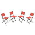 Flash Furniture Set of 4 Commercial Grade Indoor/Outdoor Folding Chairs with Red Flex Comfort Material Backs and Seats and Black Metal Frames