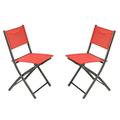 Flash Furniture Set of 2 Commercial Grade Indoor/Outdoor Folding Chairs with Red Flex Comfort Material Backs and Seats and Black Metal Frames
