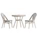 Emma + Oliver Indoor/Outdoor French Bistro Style 31.5 in. Table with Black & White Textilene Glass Top and Two Chairs - Light Natural Frame