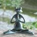 Home Cast Aluminum Meditating Yoga Frog Garden Sculpture 11 Inches High