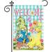 Spring Garden Flag Hello Spring Flag 12x18 Double Sided Welcome Spring Floral Gnome Burlap Yard Flag with Flowers Blossoms Seasonal Vertical Signs for Outdoor Outside Lawn Porch